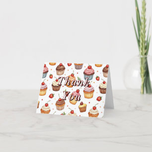 Cupcakes & aardbeien Bedankt Card