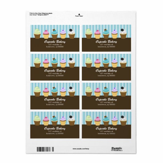 Cupcakes Adresetiketten Etiket (Full Sheet)