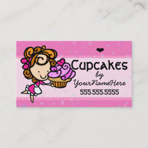 Cupcakes.Bakery.Baking.Dessert.Custom tekst-kleur Visitekaartje