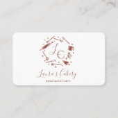 Cupcakes Baking Roos Gold Utensials Whisk Monogram Visitekaartje (Voorkant)