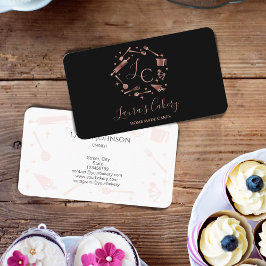 Cupcakes Baking Roos Gold Utensials Whisk Monogram Visitekaartje