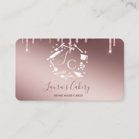 Cupcakes Baking Tools Utiers Whisk Monogram Visitekaartje (Voorkant)