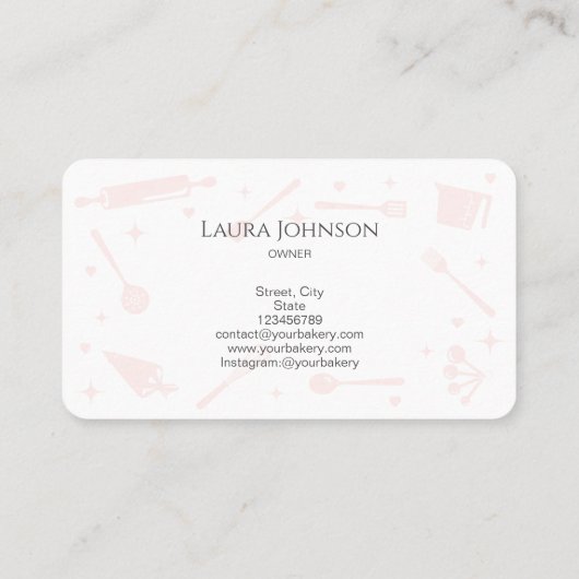 Cupcakes Baking Tools Utiers Whisk Monogram Visitekaartje (Achterkant)