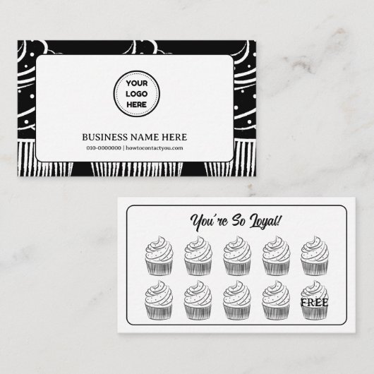 Cupcakes Bakkerij Coffee Shop Reward Point Klantenkaartje (Voorkant / Achterkant)
