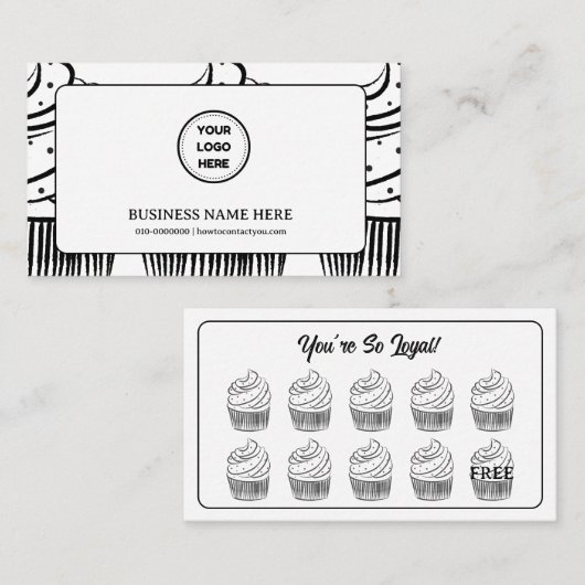 Cupcakes Bakkerij Coffee Shop Reward Point Klantenkaartje (Voorkant / Achterkant)