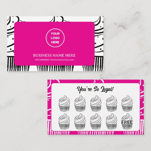 Cupcakes Bakkerij Coffee Shop Reward Point Klantenkaartje (Voorkant / Achterkant)