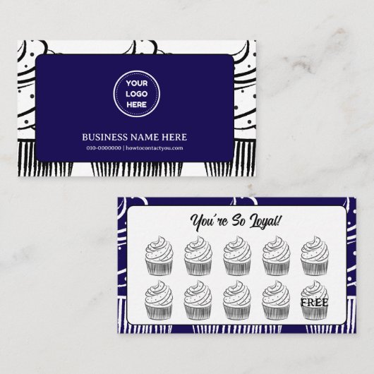 Cupcakes Bakkerij Coffee Shop Reward Point Klantenkaartje (Voorkant / Achterkant)