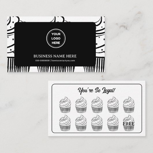 Cupcakes Bakkerij Coffee Shop Reward Point Klantenkaartje (Voorkant / Achterkant)