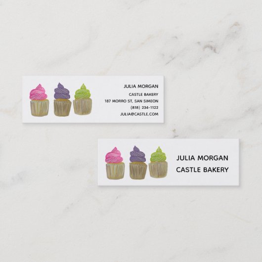 Cupcakes bakkerij, gebak, kaas mini visitekaartje (Voorkant / Achterkant)