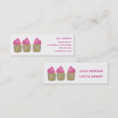 Cupcakes bakkerij, gebak, roze mini visitekaartje (Voorkant / Achterkant)