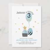 Cupcakes & Ballon Faux Glitter Jongen Verjaardag Kaart (Voorkant)