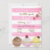 Cupcakes Birthday Invitation, Cupcakes Invitation Kaart (Voorkant)