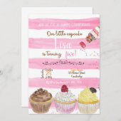 Cupcakes Birthday Invitation, Cupcakes Invitation Kaart (Voorkant / Achterkant)
