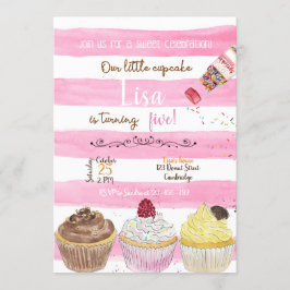 Cupcakes Birthday Invitation, Cupcakes Invitation Kaart