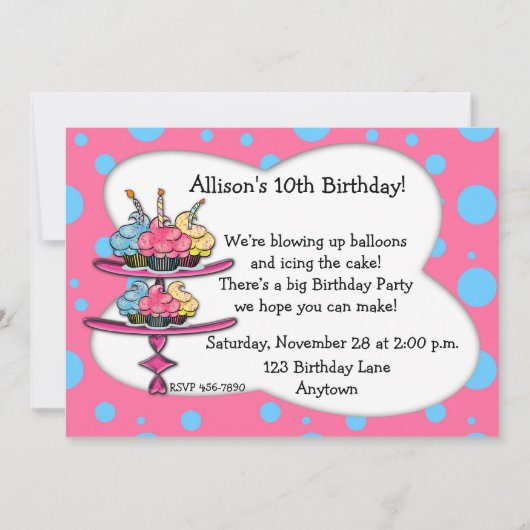 Cupcakes Birthday Invitation Kaart (Voorkant)