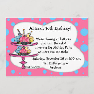 Cupcakes Birthday Invitation Kaart
