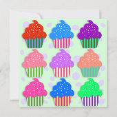 Cupcakes Birthday Party Invitation Sjabloon Kaart (Voorkant)