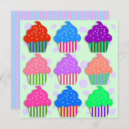 Cupcakes Birthday Party Invitation Sjabloon Kaart