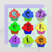 Cupcakes Birthday Party Invitation Sjabloon Kaart (Voorkant / Achterkant)