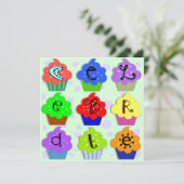 Cupcakes Birthday Party Invitation Sjabloon Kaart (Staand voorkant)