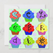 Cupcakes Birthday Party Invitation Sjabloon Kaart (Voorkant)