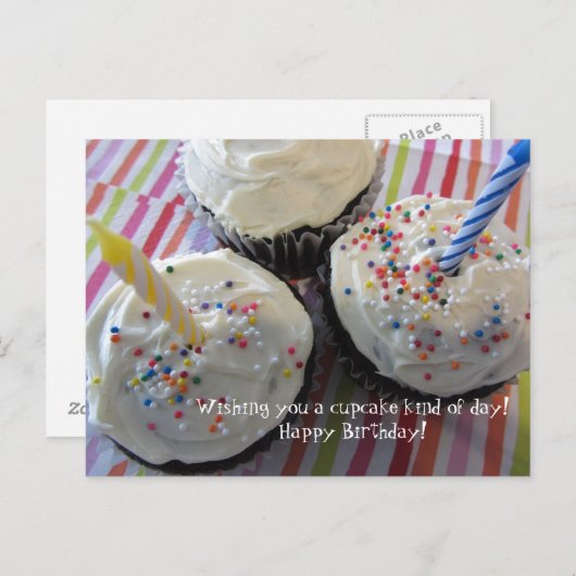 Cupcakes Birthday Wishes Briefkaart (Voorkant / Achterkant)