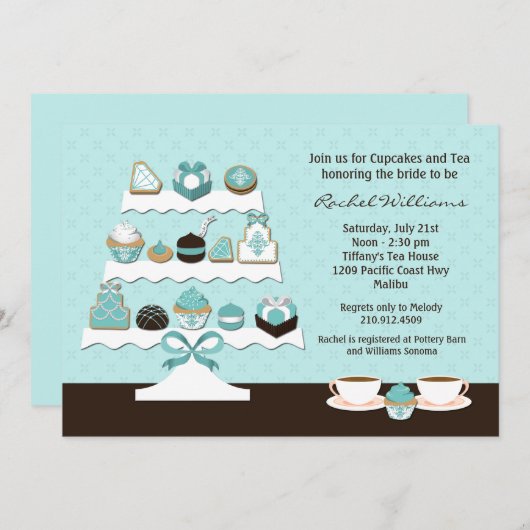 Cupcakes Bridal Shower Invitation Kaart (Voorkant / Achterkant)