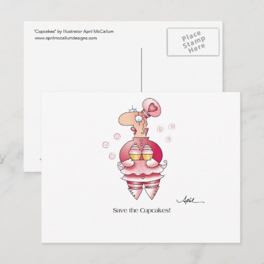 CUPCAKES briefkaart tegen April McCallum (Voorkant / Achterkant)