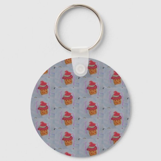 Cupcakes Button Key Ring Sleutelhanger (Voorkant)
