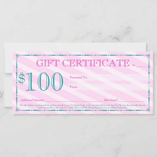 Cupcakes Cadeaubon (Achterkant)