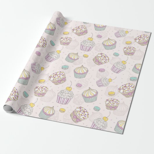 Cupcakes Cadeaupapier (Uitgerold)