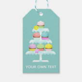 Cupcakes Cake Stand Blauwgroen aangepaste tekst Cadeaulabel (Voorkant)