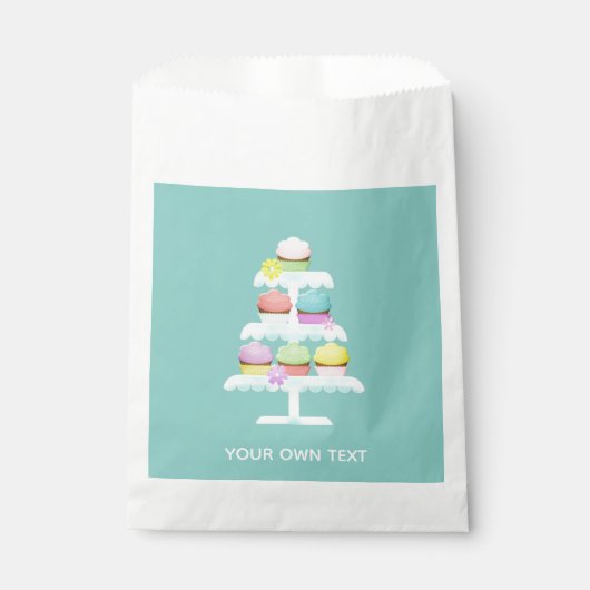 Cupcakes Cake Stand Teal Custom Text Bedankzakje (Voorkant)