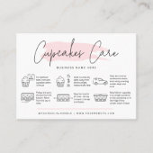 Cupcakes Care Instructies Blush Roze Waterverf Visitekaartje (Voorkant)