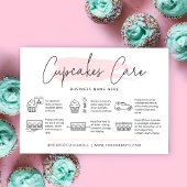 Cupcakes Care Instructies Blush Roze Waterverf Visitekaartje