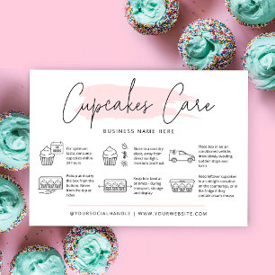 Cupcakes Care Instructies Blush Roze Waterverf Visitekaartje