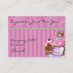 Cupcake's Chic Damask Bling Design Visitekaartje