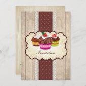 cupcakes, chocolade Birthday Party Kaart (Voorkant / Achterkant)