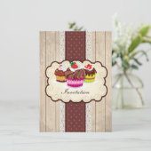 cupcakes, chocolade Birthday Party Kaart (Staand voorkant)