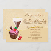 Cupcakes & Cocktails Bridal Shower Invitation Kaart (Voorkant / Achterkant)