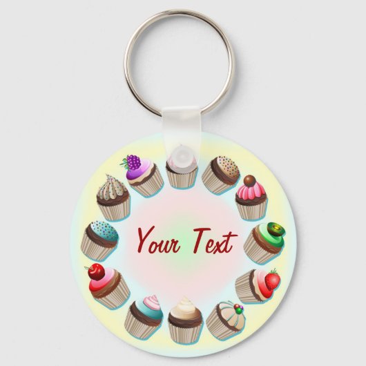 Cupcakes Colorful Circle Sleutelhanger (Voorkant)