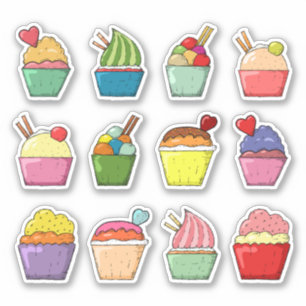 Cupcakes Colorful dessert l Scrapbook Sticker