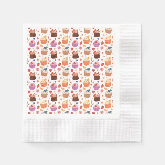 Cupcakes Cookies en Snoepjes Servet (Voorkant)