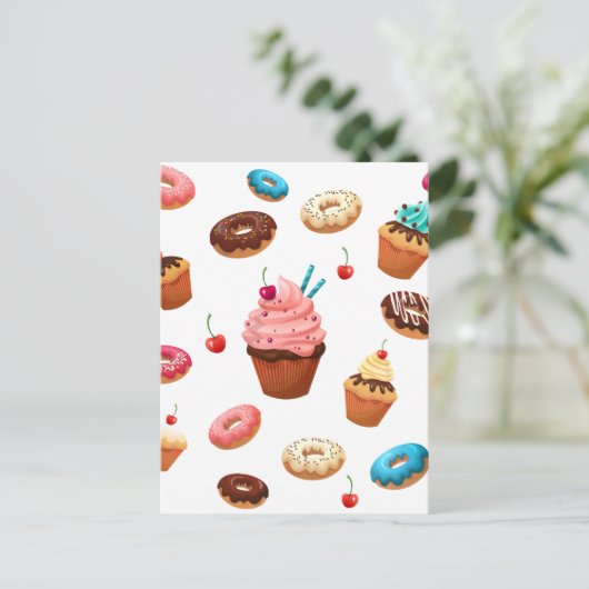 Cupcakes Donuts Briefkaart (Staand voorkant)