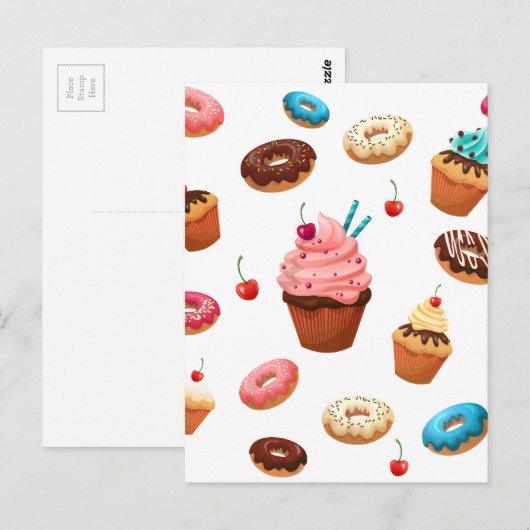Cupcakes Donuts Briefkaart (Voorkant / Achterkant)