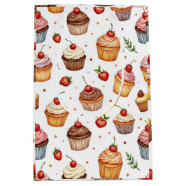 Cupcakes en aardbeien medium cadeauzakje