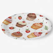 Cupcakes en aardbeien papieren bordje (Gekanteld)