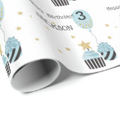 Cupcakes en ballon | Faux Glitter Boy's Birthday Cadeaupapier (Rol Hoek)