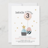 Cupcakes en ballon | Faux Glitter Child's Birthday Kaart (Voorkant)
