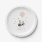 Cupcakes en ballon | Faux Glitter Girl's Birthday Papieren Bordje (Voorkant)